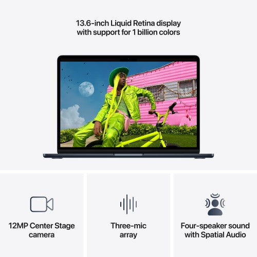 Apple MacBook Air 13-inch : M5 chip with 10‑core CPU and 10‑core GPU, 24GB, 1TB SSD - Midnight