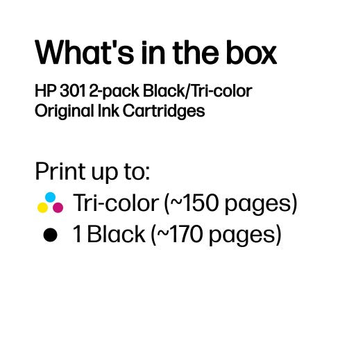 HP N9J72AE/301 Printhead cartridge multi pack black + color 170pg + 150pg Pack=2 for HP DeskJet 1000/1010/Envy 5530/OfficeJet 4630