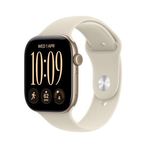 Apple Watch Series 12 GPS + Cellular 42mm Light Gold Aluminium Case with Sand Sport Band - S/M