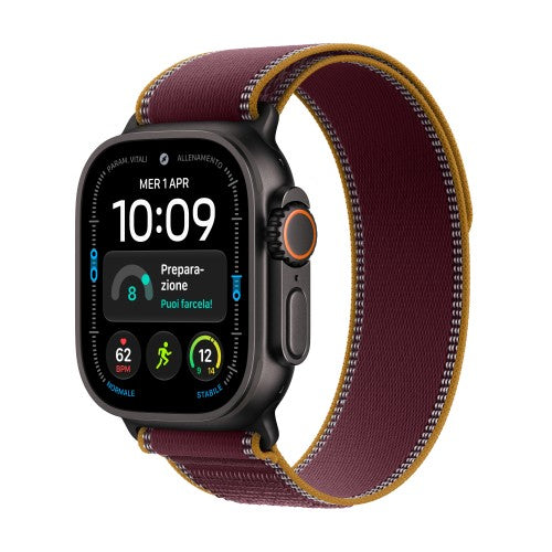 Apple Watch Ultra 4 GPS + Cellular 49mm Black Titanium Case with Burgundy Trail Loop - M/L