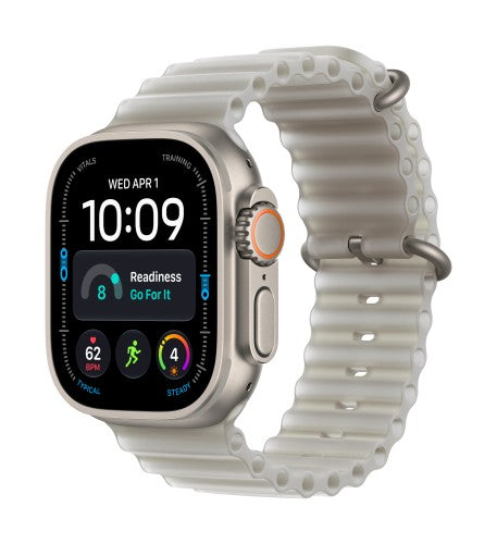 Apple Watch Ultra 4 GPS + Cellular 49mm Natural Titanium Case with Translucent Grey Ocean Band