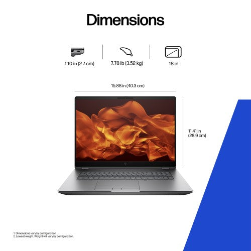 HP ZBook Fury G1i Intel Core Ultra 9 285HX Mobile workstation 40.6 cm (16") 2.5K 32 GB DDR5-SDRAM 1 TB SSD NVIDIA RTX PRO 3000 Blackwell Wi-Fi 7 (802.11be) Windows 11 Pro AI Workstation, AI PC Silver