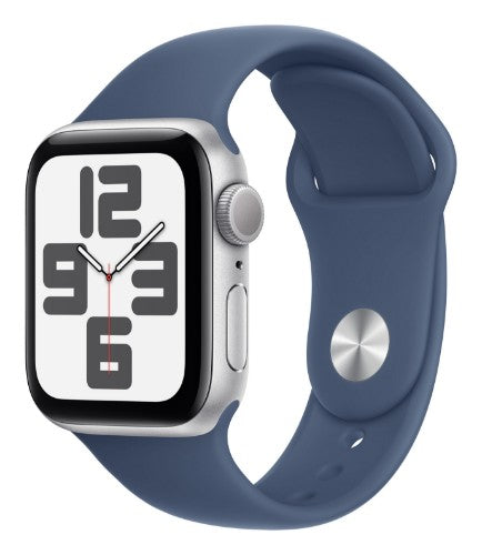 Apple Watch SE GPS 40mm Silver Aluminium Case with Denim Sport Band - S/M