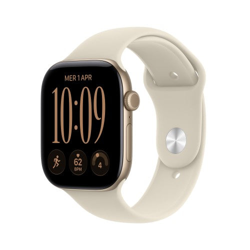 Apple Watch Series 12 GPS 46mm Light Gold Aluminium Case with Sand Sport Band - S/M