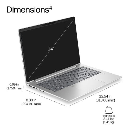 HP E46PYET laptop 35.6 cm (14") WUXGA 16 GB DDR5-SDRAM 512 GB SSD Wi-Fi 7 (802.11be) Windows 11 Pro Silver
