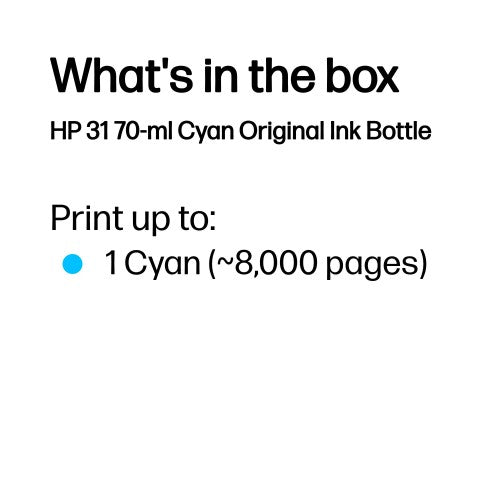 HP 1VU26AE/31 Ink bottle cyan, 8K pages 70ml for HP Smart Tank Plus 555/Wireless 455/7005
