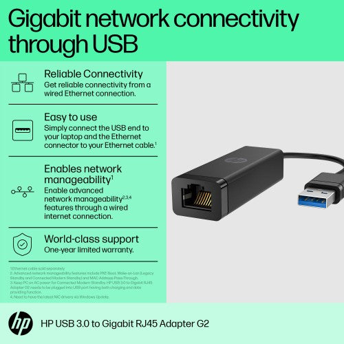 HP USB 3.0 to Gigabit RJ45 Adapter G2