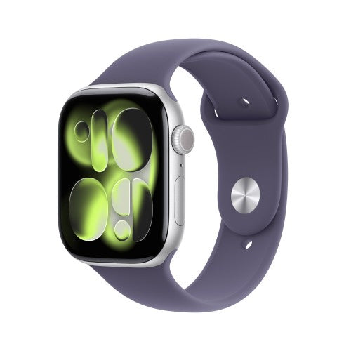 Apple Watch Series 11 GPS + Cellular 46mm Silver Aluminium Case with Purple Fog Sport Band - M/L