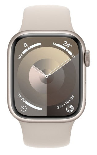 Apple Watch Series 9 GPS + Cellular 41mm Starlight Aluminium Case w/ Starlight Sport Band - S/M
